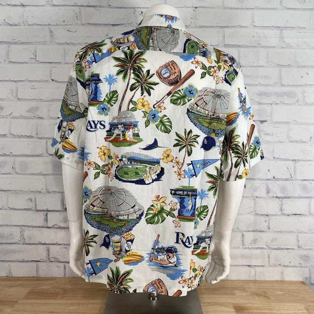 Reyn Spooner Shirt Men's Large Button Up Tampa Bay Rays Baseball MLB Camp NWT - Picture 6 of 14